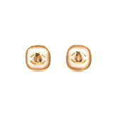Chanel Square Cushion CC Logo Pearl Earrings Costume Jewellery